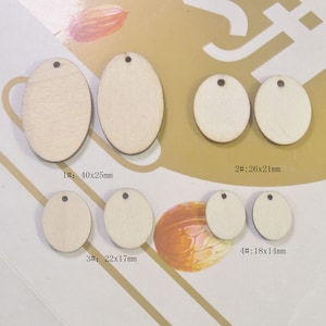 50 stuks kleine ovale hangers, doe-het-zelf onvoltooide lasergesneden houten hanger, oorbellen van natuurlijk hout, houten ovale sieraden, houten ovale vorm