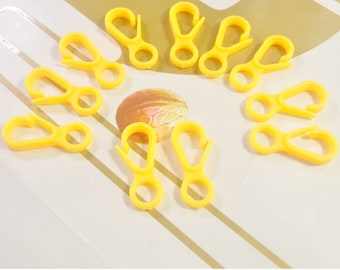 50Pcs Yellow Plastic hook Clasps,Plastic Mini Gloves Hooks Buckles Hardware,Safety Snap Hook Used For Face Mask Necklace
