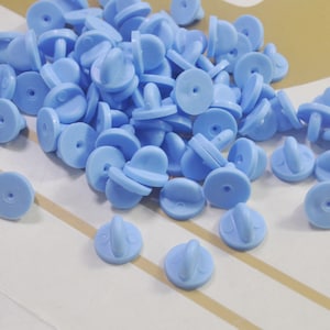 Pack of 10,20, 40, 60, 80, or 100Pcs,Sky Blue Round Rubber Clutches Backings Backs Clasp,Rubber Pin Back  for Enamel Lapel Pin
