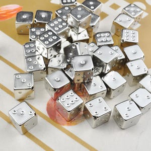 Bulk 30 Pieces Silver Color 17mm Square Dice Beads,Cube Dice Beads,Acrylic Dice Beads，Wholesale Beads