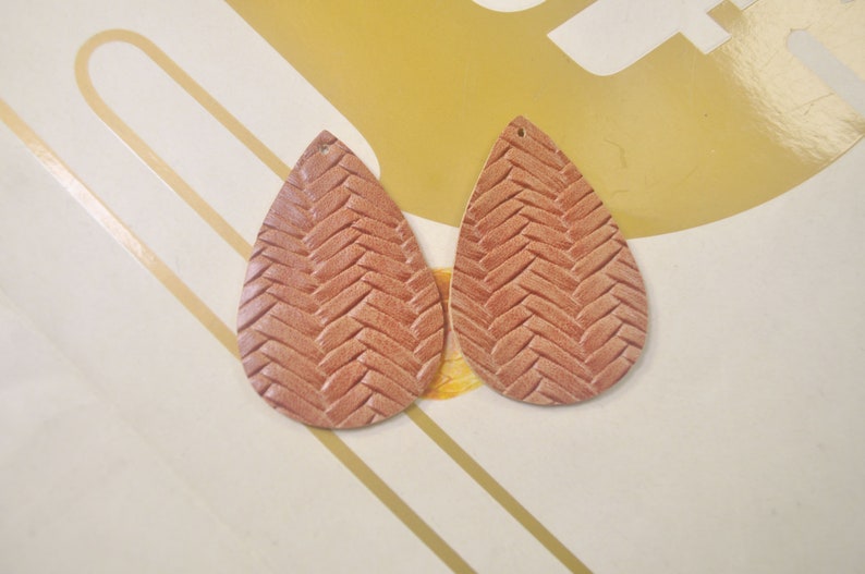 8 Brown Braided leather teardrop earrings pendant,Basket Weave Teardrop Leather Earrings Supplies,DIY Handmade Earrings--VCC5094#