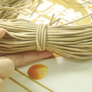 30 yards 2.5mm round elastic cord,khaki Stretch cord, stretch elastic string,Beading Cord,DYI masks, jewellery,Nylon wrapped Rubber.