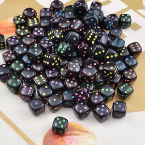 Bulk 150 Pieces Black Color 8mm Square Dice Beads,Cube Dice Beads,Acrylic Dice Beads，Wholesale Beads