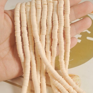 Polymer clay beads,6mm beige yellow Round shaped beads,African Vinyl Disc Bead,jewelry beads bracelet beads,Heishi Beads,16inch strand,VC59#