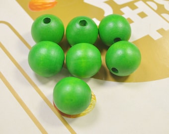 Perles Rondes En Bois Vert 25 Mm - Lot De 20 Pièces - Neuf Pour Création Bijoux, Décoration