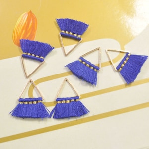 Royal Blue Tassel,cotton tassel,triangle tassel pendant,earring tassels, Fashion Jewelry Making Supply, 6 Pieces -- VC6#