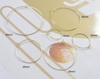 40/100 pezzi di orecchini a cerchio in oro 18 carati, orecchini a cerchio placcati in oro 18 carati da 40/35/30/25/20/15 mm, orecchini a cerchio fai da te, componenti per orecchini, anelli con ciondolo a forma di vino