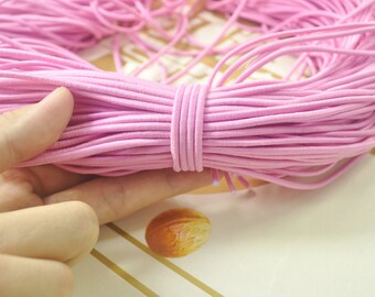 30 yards 2.5mm round elastic cord,Pink Stretch cord, stretch elastic string,Beading Cord,DYI masks, jewellery,Nylon wrapped Rubber.