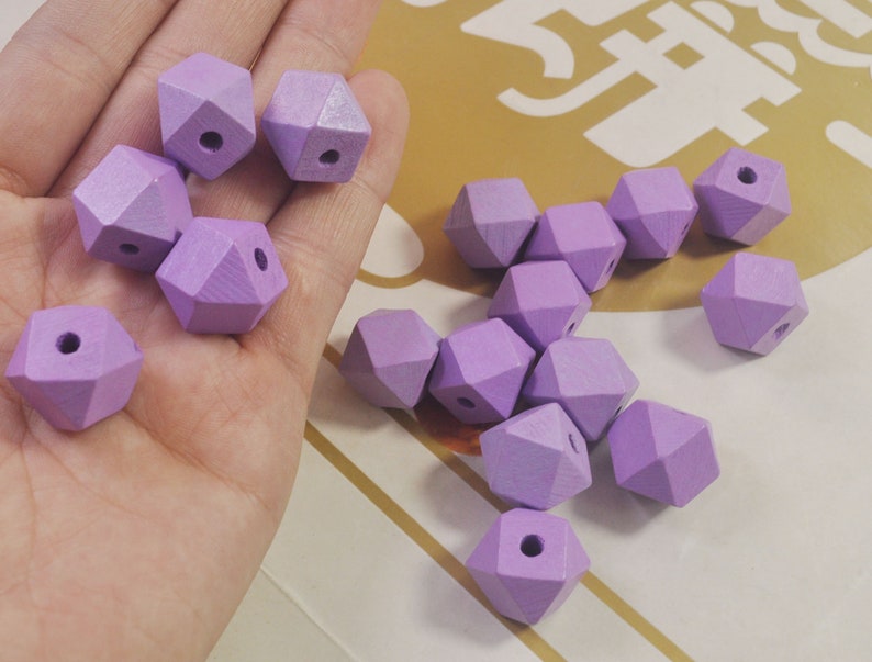 15mm Lavender wooden bead Small Wood Faceted Geometric Beads,30pcs Geometric wooden beads for necklacebracelet Jewelry,wholesale