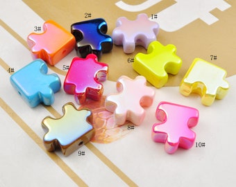 5Pcs Puzzle Piece Beads,Autism Awareness Charms, Acrylic Autism Charms, Autism Research Findings, Autism Puzzle Beads,for Pen,Jewelry Charms
