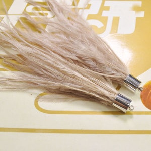2pcs Brown Ostrich Feather Tassel Pendant, Ostrich Feather Earring/Necklace ,Silve Metal Cap,Feather Tassels for Jewelry Making.