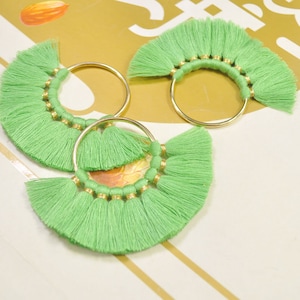 2pcs / 4pcs / 6pcs / 10pcs nappe fan su reperti in ottone / nappa verde foglia / orecchini pendenti / ciondolo nappa orecchino / nappa di cotone - 55mm - VC25 #