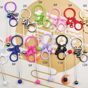 1Pcs/5Pcs/10Pcs 12 Colors Beadable Key Ring，Colorful Beadable Keychain Bar Beadable Blanks,Length 157mm