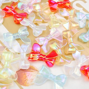 20Pcs Bow beads Mixed Colors Jelly AB Color bowknot acrylic bowknot bead for Jewellery Making,24x33mm