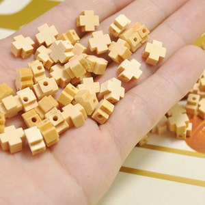 7.5mm square wood cross beads,50pcs Small Unfinished Natural Wooden Cross Charms, wooden cross link finding,mini wooden cross pendant.