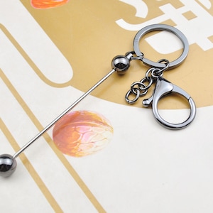 1Pcs/5Pcs GunBlack Beadable Key Ring，Colorful Beadable Keychain Bar Beadable Blanks,Length 157mm