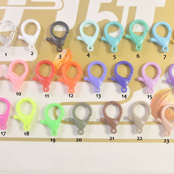 40Pcs Petit fermoir de homard en plastique, sac à main Porte-main Porte-sangle Charme, Clé en plastique Chaîne Crochet Fermoirs, clip collier masque, Choisir la couleur,25x19mm