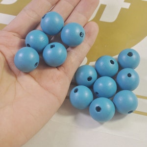 50Pcs Peacock Blue Wooden Beads,20mm Round Wood beads,DIY Necklace Bracelet Jewelry Making,wood craft,Make jewellery for selling