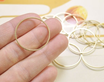 Raw Brass Circle Rings,Brass Connector Rings - 50Pcs Raw Brass Ring Findings,Raw brass flat closed ring (35mm)