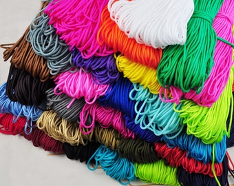 29 Colors Round braided cords，20-100Yards 2mm Nylon Rope，Polyester rope,  Soft cord Macrame,Nylon Colored Cord, Craft Rope，Braid for jewelry