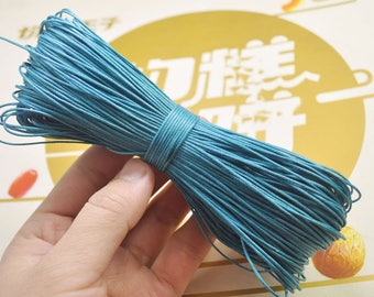 Waxed Cord ,65 meters Water blue cords,1mm Waxed Cotton Cord String, Bracelet Cord, Necklace Cord, Macrame Cord -- VC275