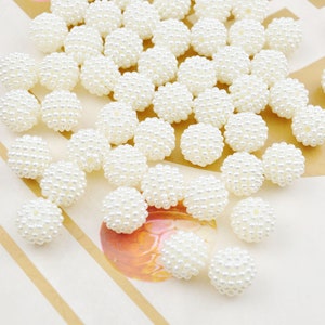 50-200Pcs White Round Shape,Small Round beads,Acrylic Ribbon Round Beads,ABS White Pearly Pearl Ball Beads, Jewelry Supply,11mm
