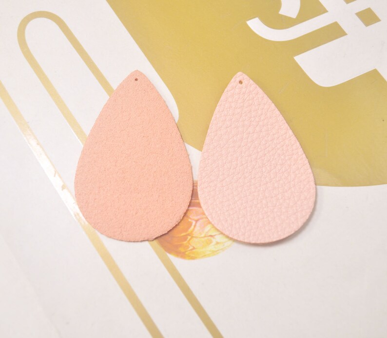 56x36mm-VC4645# 8Pcs Peach Leather Teardrop shape,Teardrop Earring Pendant,DIY,Leather Die Cut Teardrop,Leather Cut Out,Tear Drop