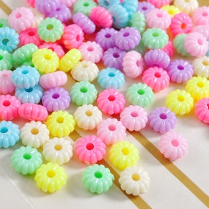 Flower Beads,8mm Flower Beads, Acrylic Beads,Mixed Color beads,Pastel Flower Beads,Spacer Bead，200 pcs set