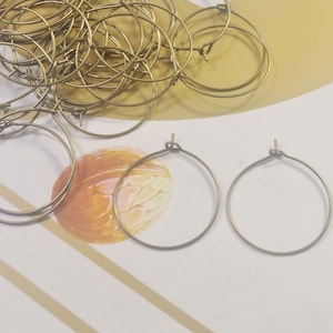 50/200Pcs Antique Bronze Hoops Earwire,25mm Bronze Plated Beading Hoops, DIY Earring Hoops,Earring Findings,Bronze Plated Wine Charm Rings