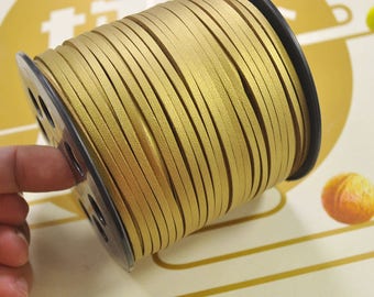 20yard 2.5mm Flat Faux Suede Leather Cord,Gold Leather String Cord,Faux Suede Lace,Vegan Suede Cord,bracelet/necklace cord Supplies(52#)