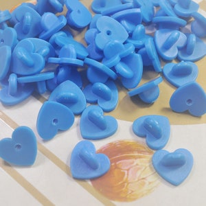 Pack of 10,20, 40, 60, 80, or 100Pcs,Sky Blue Heart Rubber Clutches Backings Backs Clasp,Rubber Pin Back  for Enamel Lapel Pin
