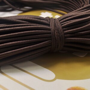 10Yds Deep Coffee Elastic Cord,4mm Round Elastic Cord,stretch cord,Stretch Drawstring,Elastic Rope Craft,Nylon wrapped Rubber