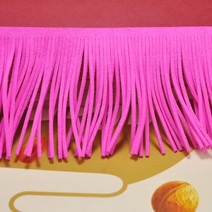 1 yard Bright pink Leather Fringe Trim,78mm Width Faux Suede Fringe Trim,Perfect for Making Tassel and other crafts,DIY Tassel pendant.