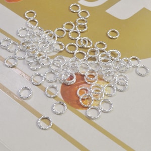 Textured Jump ring,Iron Open Jump rings,200Pcs 8mm Silver Plated Jump Rings