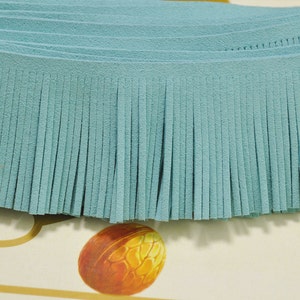 1 yard Leather Fringe Trim,48mm Width Faux Suede Fringe Trim Pastel turquoise,Perfect for Making Tassels and other crafts,Tassel pendant.