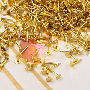 50Pcs/100Pcs/200Pcs Raw Brass 4.5mm Pad Lapel Pin/Tie Tack,10mm Pin length