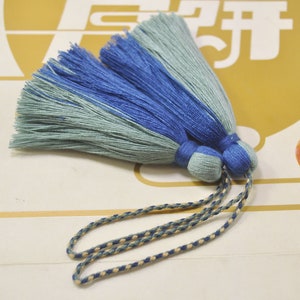 Grand gland de coton, 2Pc, glands Mala faits à la main, gland bleu bleuâtre et vert sauge, gland avec corde, Boho, fournisseur de gland, fabrication de glands DIY - VC22 #