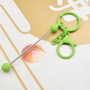 1Pcs/5Pcs Green Beadable Key Ring，Colorful Beadable Keychain Bar Beadable Blanks,Length 157mm