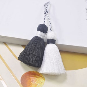 5Pcs Cotton tassel,Small Jewelry Tassels,Boho,Black and White tassel,Decorative Tassels,Tassel for Handmade,52mm long tassel--VC21#