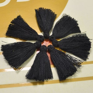 50pcs 30mm Black Mini Tassels Tiny Short 100% Cotton Tassels Handmade Jewelry Making Tassels Pendant DIY Craft Supplie,Earring tassels