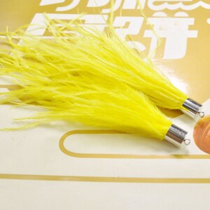 2pcs Yellow Ostrich Feather Tassel Pendant, Ostrich Feather Earring/Necklace ,Silve Metal Cap,Feather Tassels for Jewelry Making.