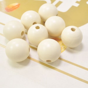 25Pieces 1 inch Cream Color round wooden beads,necklace beads, Painted wood bead,Wood Spacer Bead,Jewelry Supplies