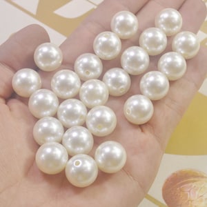 Ivory Plastic Pearl Beads 14mm,50 Pieces,Round plastic PEARL BEADS