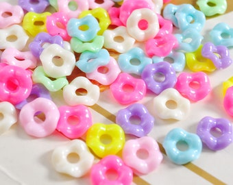 Cuentas de flores, cuentas de flores de 13 mm, cuentas acrílicas, cuentas de colores surtidos, cuentas de flores en tonos pastel, juego de 200 piezas
