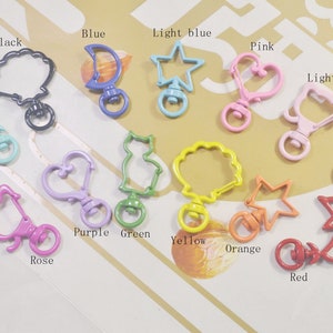 20Pcs Mixed Color Lobster Claw Clasps, Heart Clasp Key Chain，Heart /Star/Dolphin/Cat/Moon/Sea shell/Cat head Shaped.