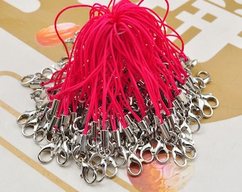 5/50Pcs,Rose Cell Phone Straps，Keychains Hook,Charms Key Cord,Rose Strap Cords with Dull Silver Lobster Clasp for Accessories Making