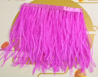 Ostrich Feather, Feather Fringe trim,1 yard, 5yards, 10 yards of  Bright Pink Ostrich Feather, Wholesale Feather, Sewing and Crafts,5-6 inch