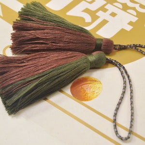 Borla de algodón grande, 2pcs, borlas Mala hechas a mano, borla verde de café y ejército, borla con cuerda, boho, proveedor de borlas, fabricación de borlas de bricolaje-VC23 #