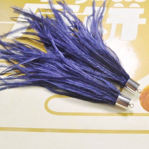 2pcs Navy blue Ostrich Feather Tassel Pendant, Ostrich Feather Earring/Necklace ,Silve Metal Cap,Feather Tassels for Jewelry Making.