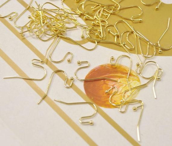 100pcs Gold Plated Hook Earwire,metal Earring,ear Hook, Flat Fishhook With  2mm Ball, Fish Hook, DIY Earring, Earring Findings,wholesales 
